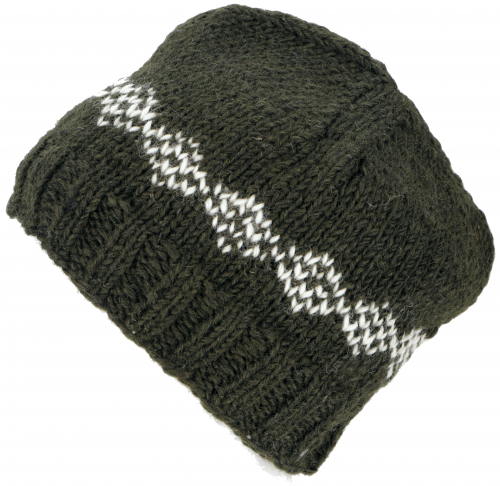 Wool hat with soft lining, winter hat - green