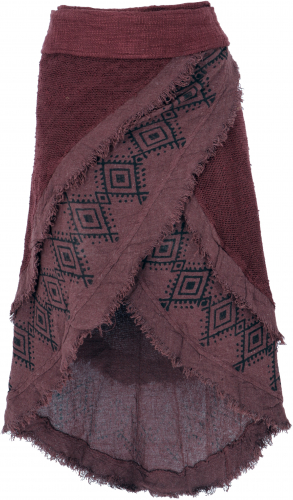Goa wrap skirt, tribal layered look skirt, boho skirt - brown