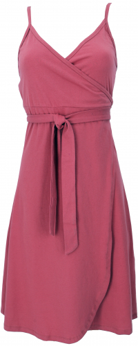 Organic cotton mini dress, wrap dress, summer dress - raspberry red