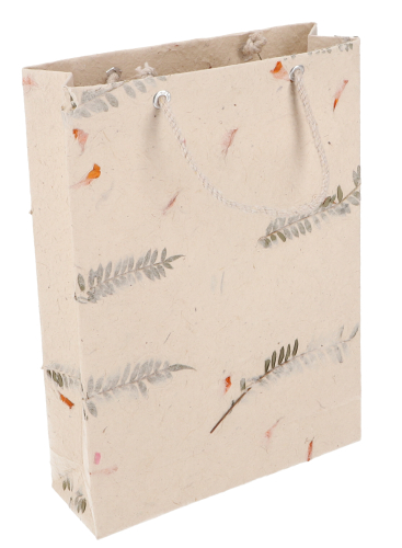 Lokta paper gift bag with real flowers - small - 24x17x5,5 cm 