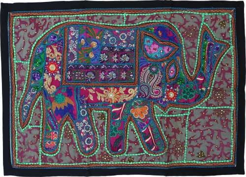 Indischer Wandteppich Patchwork Wandbehang/Tischlufer Einzelstck 90*65 cm - Muster 10