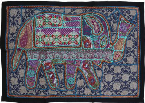 Indischer Wandteppich Patchwork Wandbehang/Tischlufer Einzelstck 90*65 cm - Muster 16