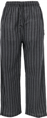 Striped yoga pants, unisex cotton Goa pants - black