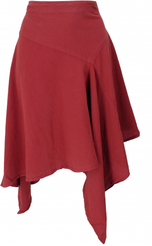 Boho pointed skirt, knee-length skirt - rust red
