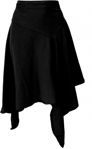 Boho pointed skirt, knee-length skirt - black