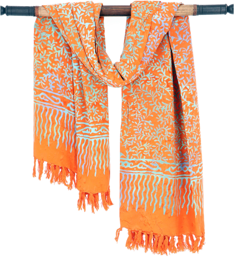 Bali batik sarong, wall hanging, wrap skirt, sarong dress, beach scarf - Design 31/orange - 160x100 cm