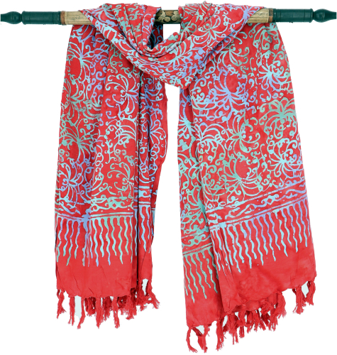 Bali batik sarong, wall hanging, wrap skirt, sarong dress, beach scarf - Design 33/red - 160x100 cm