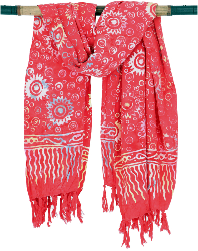 Bali batik sarong, wall hanging, wrap skirt, sarong dress, beach scarf - Design 34/red - 160x100 cm