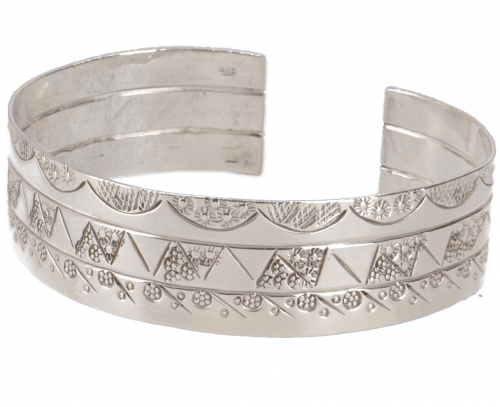 Silver bangle with ethnic pattern, silver bangle - model 1 - 2 cm 6 cm