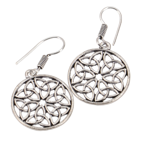 Tribal earrings made of brass, ethnic earrings Celtic knot - silver 2,5 cm