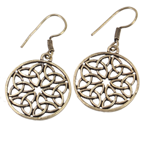 Tribal earrings made of brass, ethnic earrings Celtic knot - gold/antique - 2,5 cm 4 cm