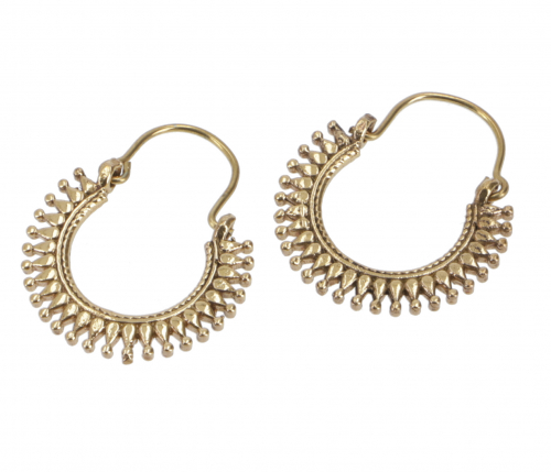 Brass tribal earrings, ethnic earrings - gold 2 cm