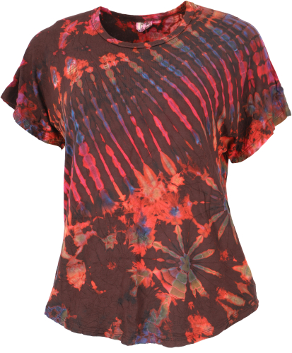 Batik T-Shirt, Tie Dye Blusentop - rot/braun