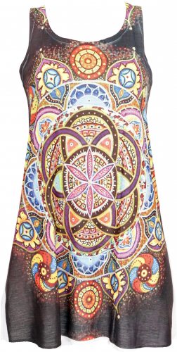 Boho mini dress, hippie dress with psychedelic print, long tank top - Mode 1