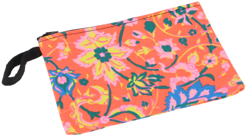 Colorful boho cosmetic bag, upcycled case, pencil case - orange - 12x18 cm