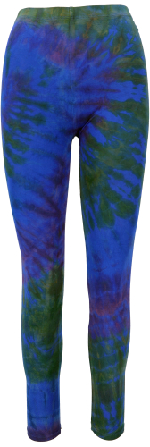 Unikat Batik Damen Leggings, Stretch Hose fr Frauen, Yogahose - blau