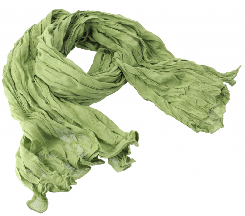 Indian cotton scarf, shawl, crinkle scarf - green - 160x100 cm