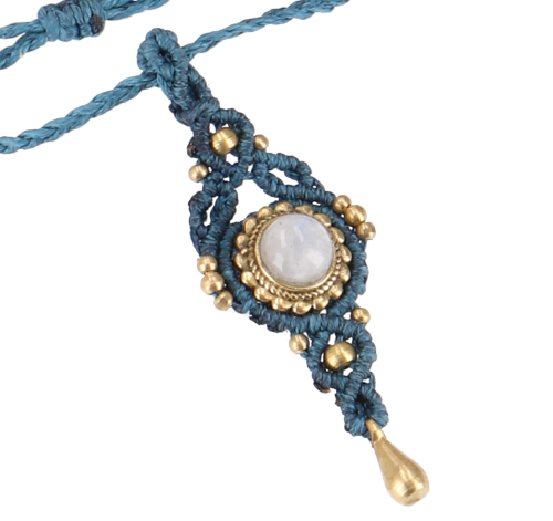 Boho macram necklace, unique elf jewelry, festival jewelry, boho choker - moonstone/turquoise