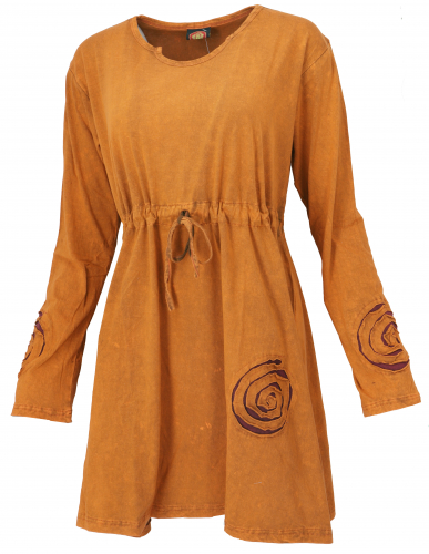 Hippie mini dress boho chic spiral, tunic - orange