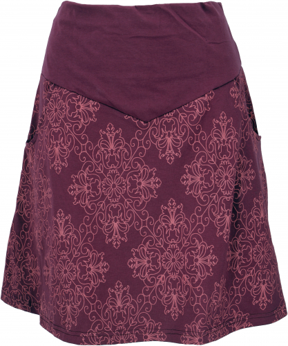 Organic cotton mini skirt, boho circle skirt organic - bordeaux