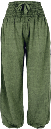 Muck pants, Aladdin pants with wide waistband - green