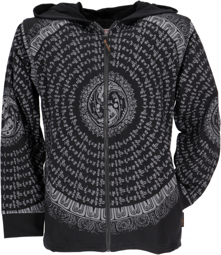 Goa Jacke, Sweatshirt Jacke mit Mandala - schwarz