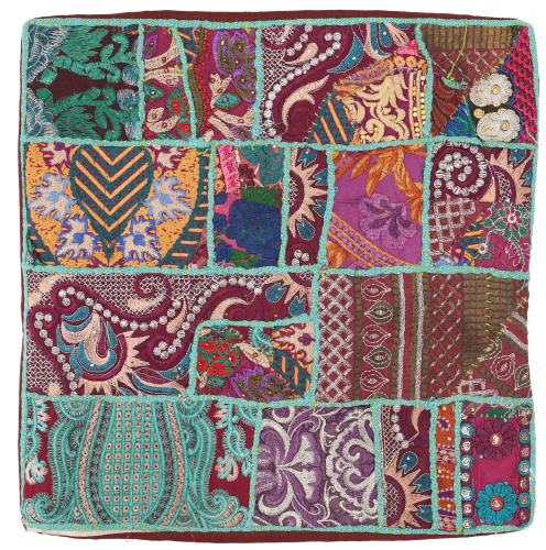 Patchwork Kissenhlle, Dekokissen Bezug aus Rajasthan, Einzelstck - Muster 29 - 40x40 cm