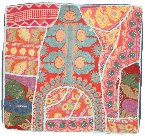 Patchwork Kissenhlle, Dekokissen Bezug aus Rajasthan, Einzelstck - Muster 33 - 42x42 cm