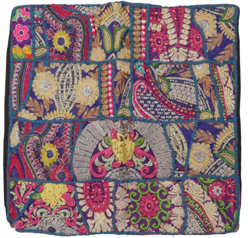 Patchwork Kissenhlle, Dekokissen Bezug aus Rajasthan, Einzelstck - Muster 38 - 40x40x0,5 cm 