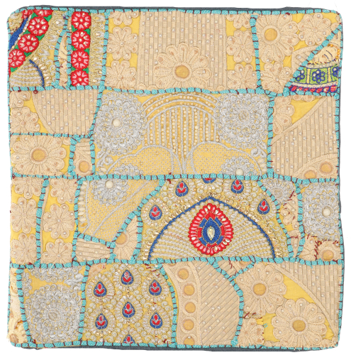 Patchwork cushion cover, decorative cushion cover from Rajasthan, single piece - pattern 49 - 42x42 cm