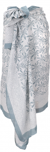 Leichter Pareo, Sarong, handbedrucktes Baumwolltuch - Farb Kombination 28 - 190x120 cm