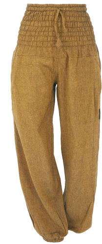 Muck pants, aladdin pants with wide waistband - mustard
