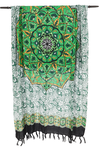 Sarong, wall hanging, wrap skirt, sarong dress - mandala/green - 160x115 cm