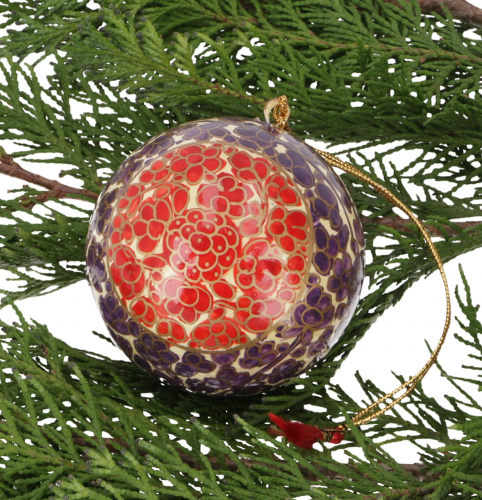 Upcycling Weihnachtskugel aus Pappmachee, handbemalter Christbaumschmuck, Kaschmirkugel - Muster 1 - 7x7x7 cm  7 cm