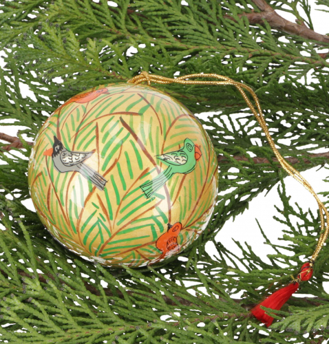 Upcycling paper mache Christmas bauble, hand-painted Christmas tree decoration, cashmere bauble - pattern 23 - 7x7x7 cm  7 cm
