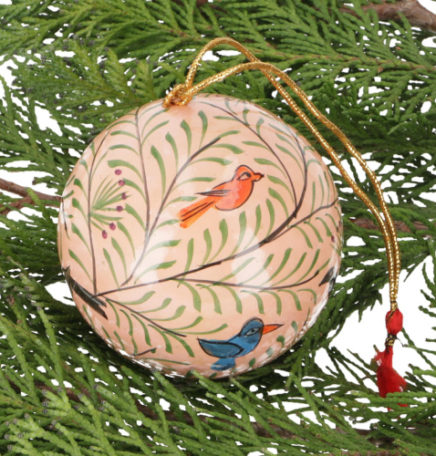 Upcycling paper mache Christmas bauble, hand-painted Christmas tree decoration, cashmere bauble - pattern 25 - 7x7x7 cm  7 cm