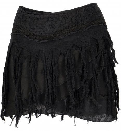 Psytrance goa mini skirt, hippie skirt, wrap skirt, pointed skirt, cacheur - black