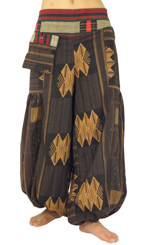 Wide harem pants with wide woven waistband - brown/1