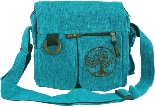 Ethno shoulder bag `Tree of life` - turquoise - 25x25x7 cm 
