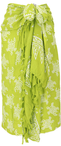 Bali Batik Sarong, Wandbehang, Wickelrock, Sarongkleid, Strand Tuch - Design 6/lemon - 160x110 cm