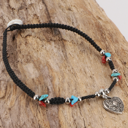 Macram anklet with beads - model 4