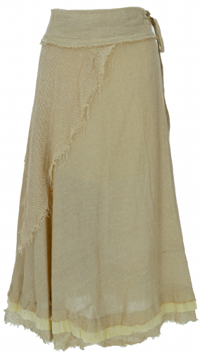 Natural Goa wrap skirt, hippie layered skirt, boho skirt, medieval skirt - beige
