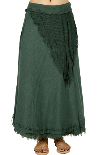 Natural Goa wrap skirt, hippie layered skirt, boho skirt, medieval skirt - green