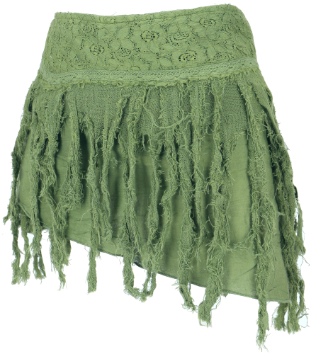 Psytrance Goa mini skirt, hippie skirt, wrap skirt, pointed skirt, cacheur - green