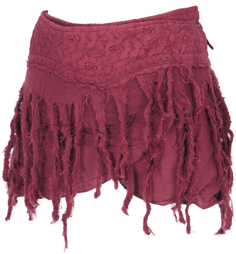 Psytrance Goa mini skirt, hippie skirt, wrap skirt, pointed skirt, cacheur - bordeaux