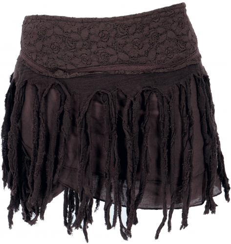 Psytrance Goa mini skirt, hippie skirt, wrap skirt, pointed skirt, cacheur - brown