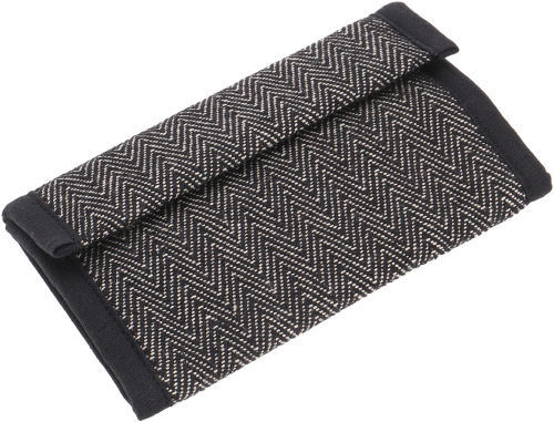 Goa tobacco pouch, revolving pouch, natural tobacco pouch with herringbone pattern - black - 9x17x3 cm 