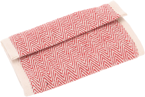 Goa tobacco pouch, revolving pouch, natural tobacco pouch with herringbone pattern - red - 9x17x3 cm 