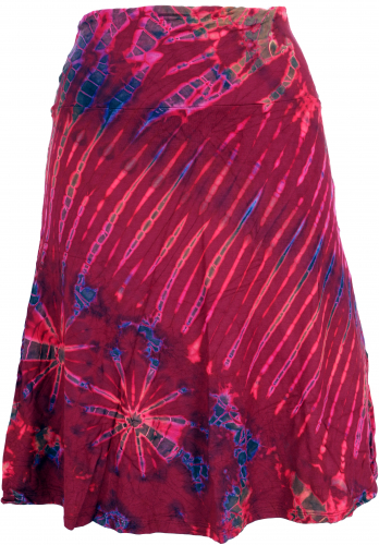 Unique batik hippie midi skirt, summer skirt, knee-length, top - pink