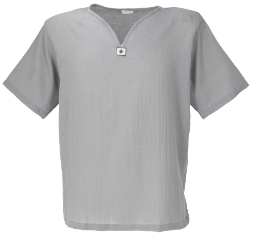 Yoga shirt, Goa shirt, short sleeve, men`s shirt, cotton shirt - gray